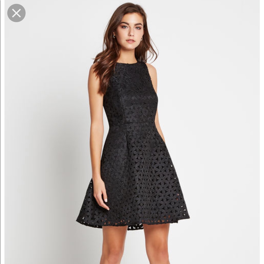 Bcbg Floral Jacquard Open-Back Black Dress